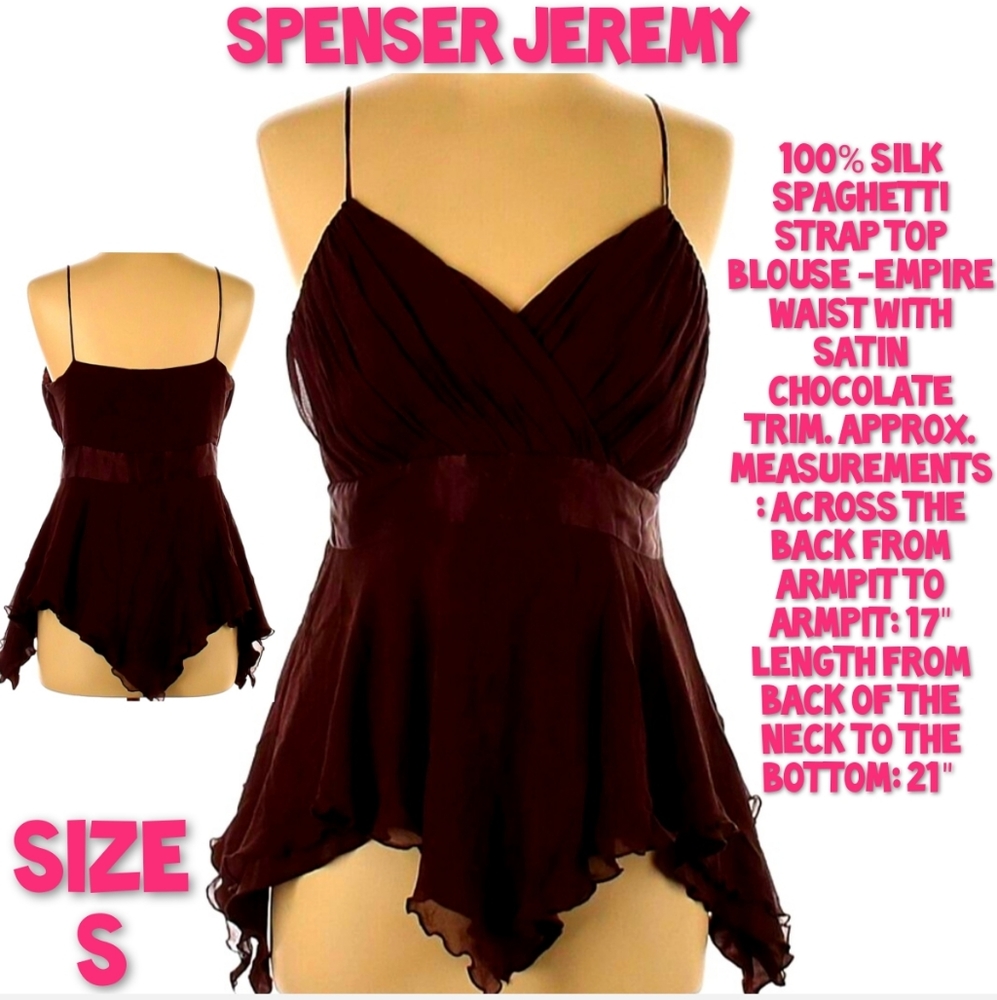 Spenser Jeremy Pure Silk Spaghetti Strap Top Size S